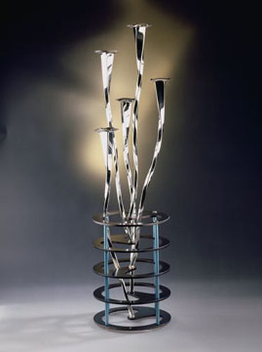Piece -- materials: silver, steel, anodised aluminium; dimensions: 91h;